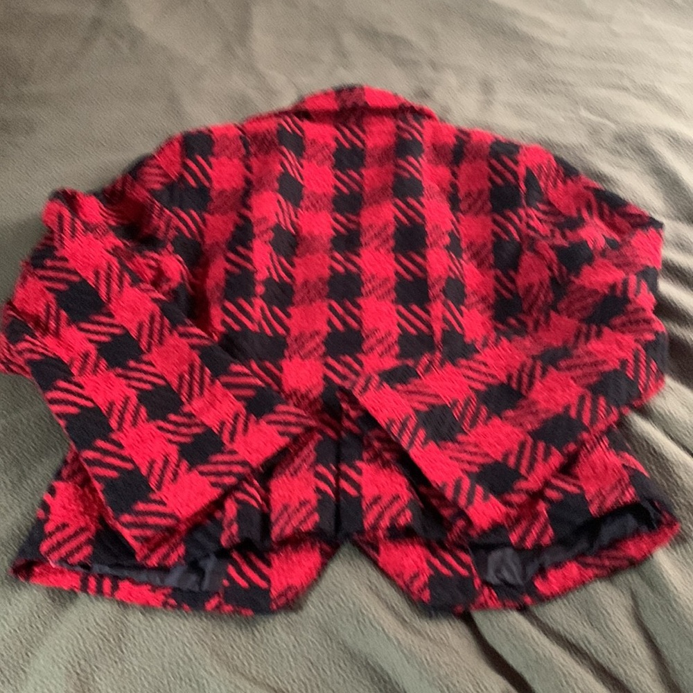 Coldwater Creek red and black checkered jacket.  Size 10. - Picture 4 of 9